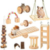 Cute Rabbit Roller Toys Natural Wooden Pine Dumbells Unicycle Bell Chew Toys for bird Guinea Pigs Rat  Small Pet Molars Supplies