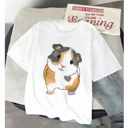 Women’s Funny T Shirt Guinea Pig Summer Short Sleeves 2025 Harajuku Kawaii Animals  T-Shirt Female Fashion Tops Graphic T Shirts