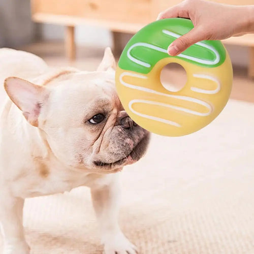 Dog Squeak Chew Toy - Plush Donut Burger Ice Cream Style