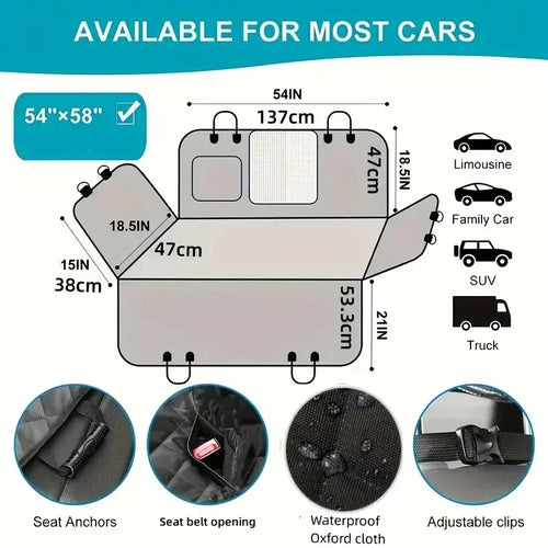 Dog Car Seat Cover - Waterproof Hammock for Cars & Trucks