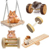 Cute Rabbit Roller Toys Natural Wooden Pine Dumbells Unicycle Bell Chew Toys for bird Guinea Pigs Rat  Small Pet Molars Supplies