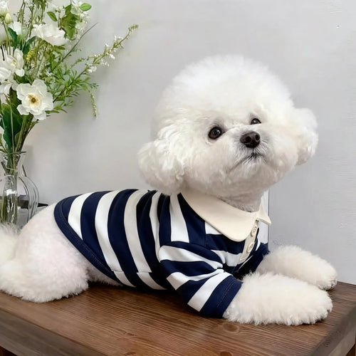 Dog Clothes Teddy York Shire Polo Shirt Summer Dress Striped Pet T-Shirt Dog Costume Soft Pullover Suit for Dog Puppy