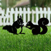 Hollow Wrought Iron Rabbit and Squirrel Garden Figurines