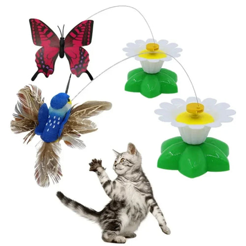 Cat Toys Rotating Electric Flying Butterfly Flying Bird Automatic Cat Teaser Toy Intelligent Training Fun Plaything Pet Supplies