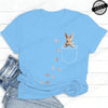 Pocket Bunny T-Shirts – Cute Rabbit Paw Prints T-Shirt Funny Bunny Graphic Tee Tops Sweet Rabbit Sitting in The Pocket Shirt