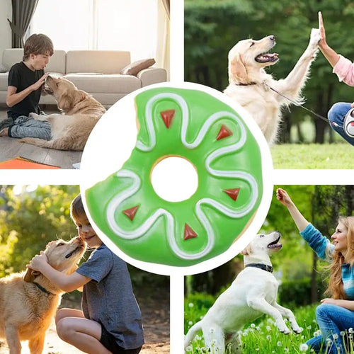Dog Squeak Chew Toy - Plush Donut Burger Ice Cream Style