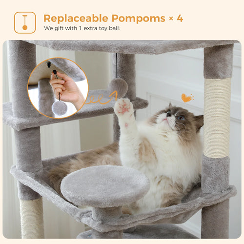 PAWZ Road Large Cat Tree Tower - 72 Multi-Level with Condo Grey