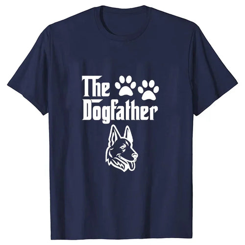 The Dogfather Funny T-shirts for Men Dog Dad T-shirt German Shepherd Dad Male Tshirts Short Sleeve Summer Oversized T Shirt Tee