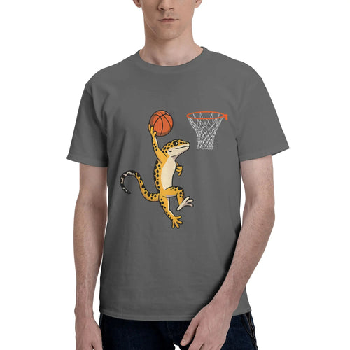 Leopard Gecko Playing Sports Lizard & Reptiles Basketball Men T-Shirt Clothes  Tees Short Sleeve fugees 100% Cotton