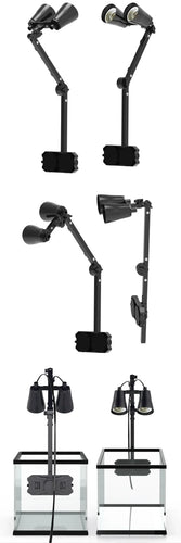Reptile Terrarium Adjustable Dual-head Lamp Stand Adsorption Removable UVB UVA Lamp Stand Reptile Habitat Supplement Calcium