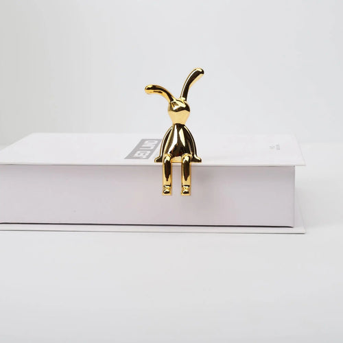 Rabbit Figurine Long-Eared Rabbit Statue Home Office Desktop Decoration Car Central Control Easter Bunny Art Ornaments