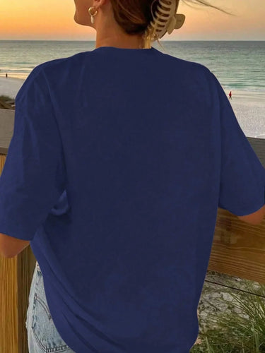 Dachshund and letter print short-sleeved T-shirt Casual and versatile style Suitable for summer daily wear and going out