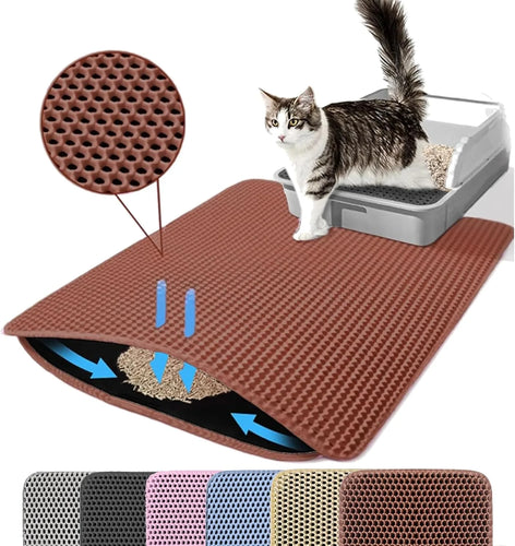 Cat Litter Mat Double Layer Pet Non Slip Big Pet Litter Box Filter MatWear Resistant Waterproof Anti-slip Cat Litter Mat