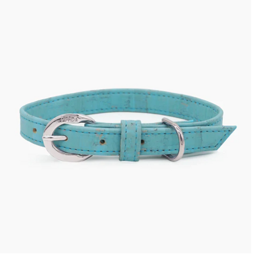 Sky Blue Cork Leather Collar