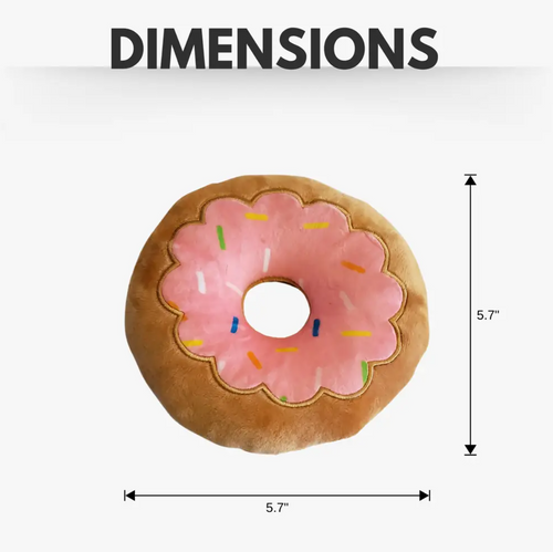 Donut Plush Dog Toy – Soft, Chewy and Cuddly, Safe & Non-Toxic, Ideal for Fetching, Tug-of-War, Gentle Chewing – Strawberry