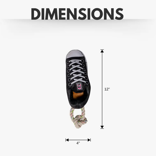 Squeaky Comfort Plush Sneaker Dog Toy – with Treat Compartment, Safe & Durable – Black