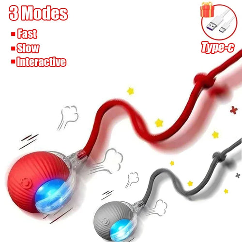 1~3pcs Cat Interactive Ball Toy Automatic Rolling Ball Tail Rechargeable Smart Pet Electric Toy Dog Cat Training Imitate Mouse