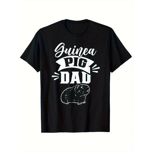 Guinea Pig Dad Graphic T-Shirt Men Casual Cotton Short Sleeve Crew Neck Tee Daily Wear