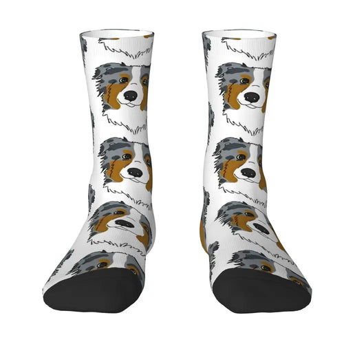 Men Socks Australian Shepherd Stockings Autumn Novelty Comfortable Socks Graphic Running Anti Slip Socks