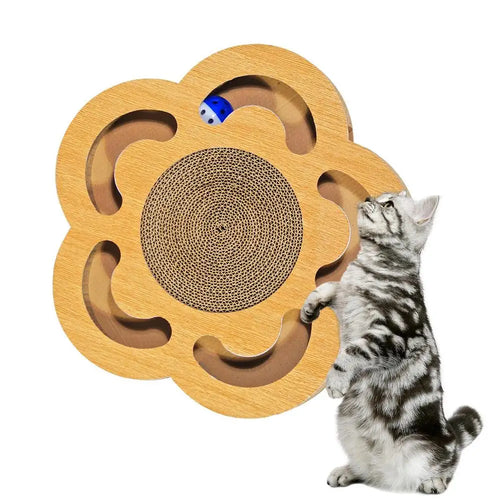 Double-Sided Corrugated Cat Scratching Board - Brown Cardboard Toy