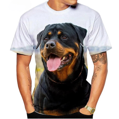 Dog T-Shirts Rottweiler 3D Print Men Women Streetwear Short Sleeve Round Neck T Shirt Casual Tops Harajuku Tees Men's Clothing