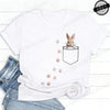 Pocket Bunny T-Shirts – Cute Rabbit Paw Prints T-Shirt Funny Bunny Graphic Tee Tops Sweet Rabbit Sitting in The Pocket Shirt