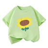Boys Sun Flower T-shirts 2025 Summer Dog Tees for Kids Short-sleeve Girls Tops Cotton Children Shirts Baby Boys T Shirt