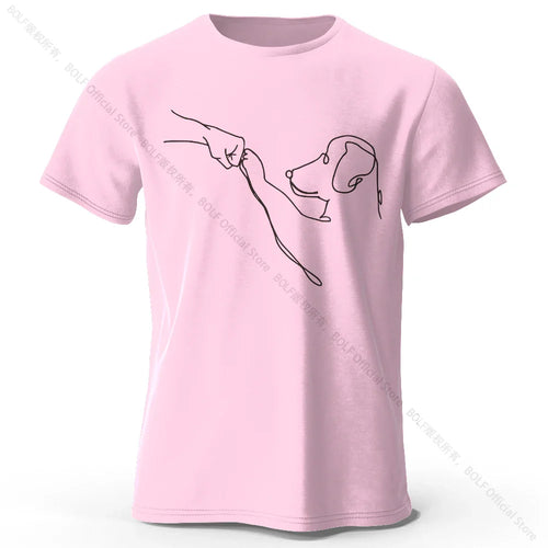 The Dog Friend Printed Modern Minimalist 100% Cotton T-Shirt, Lightweight Round Neck Short Sleeve Tee, Unisex Everyday Wear