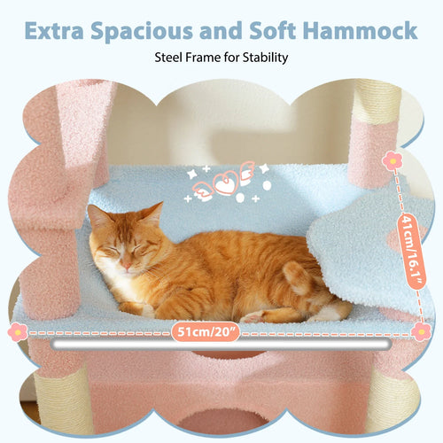 Pequlti 72 Multi-Level Cat Tree Tower with Condo & Hammock