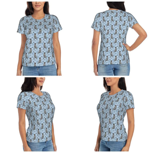 LOVE Blue Heeler Australian Cattle Dog T-Shirt Women Short Sleeve T Shirts O-Neck Clothes Cotton Summer Tees Streetwear