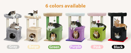 PEQULTI Cat Tree Tower with Condo and Sisal Scratching Posts