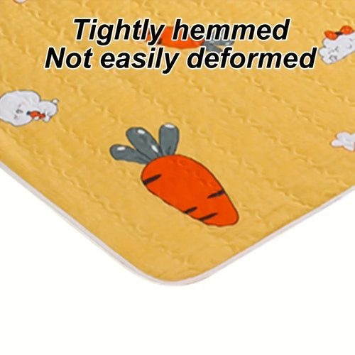 2 Sets of Aesthetically Pleasing Rabbit-Shaped and Carrot-Shaped Pee Pads - Reusable, Super Absorbent, Washable Small Pet Potties Suitable for Guinea Pigs, Hamsters, Rabbits, Etc. - Easy-To-Clean Cage Liners, Odor-Resistant,