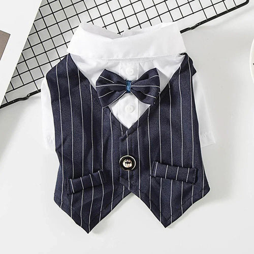 English Style Gentleman Dog Dress Puppy Suit with Tie for Formal Occasions Four Seasons Wedding Pet Photo Teddy Clothes