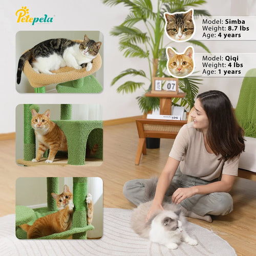 PAWZ Road Cactus Cat Tree Tower for Large Cats - Green 56
