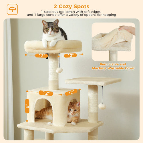 PAWZ Road Large Cat Tree Tower - 72 Multi-Level with Condo Grey