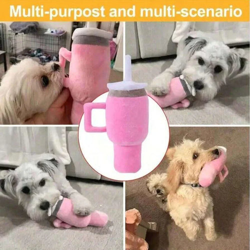 Pet Companion Pink Giant Tumbler Cup Plush Squeaky Dog Toy