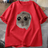 Sad Hamster T Shirt Funny Cute Cat Hamster Meme Trend T-shirt for Men Women Cotton T-shirt Summer Short Sleeve Unisex Tee