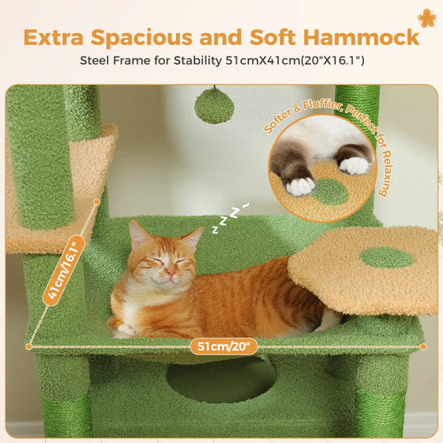 Pequlti 72 Multi-Level Cat Tree Tower with Condo & Hammock
