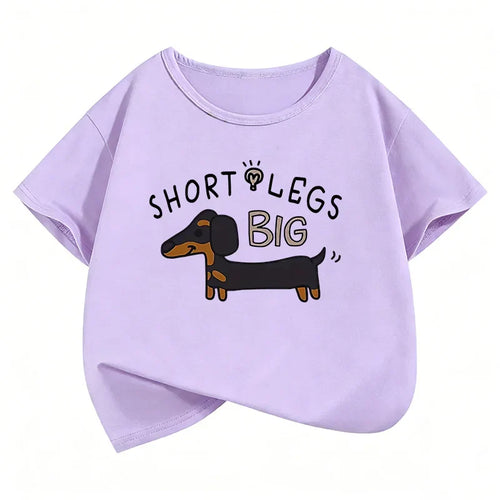 Fashion Dachshund Dog Design T-Shirt Printed T Shirt Boys Girls Summer Clothes Short Sleeve Tops T-Shirts Cute Clothing Kids