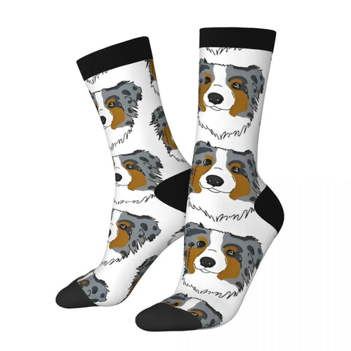 Men Socks Australian Shepherd Stockings Autumn Novelty Comfortable Socks Graphic Running Anti Slip Socks