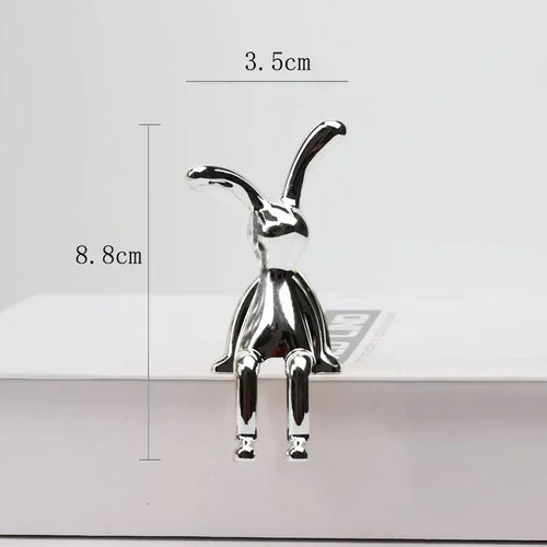 Rabbit Figurine Long-Eared Rabbit Statue Home Office Desktop Decoration Car Central Control Easter Bunny Art Ornaments