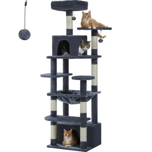 PAWZ Road Large Cat Tree Tower - 72 Multi-Level with Condo Grey