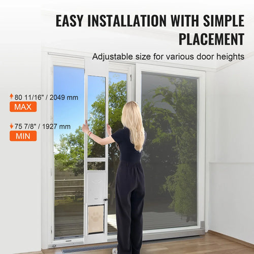 SucceBuy Sliding Glass Pet Door - Adjustable 76-81 Aluminum Frame