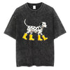 Cute Dog Graphic Washed T Shirt Women Funny Puppy Print Tee Vintage Harajuku Streetwear Casual Short Sleeve Unisex Tops