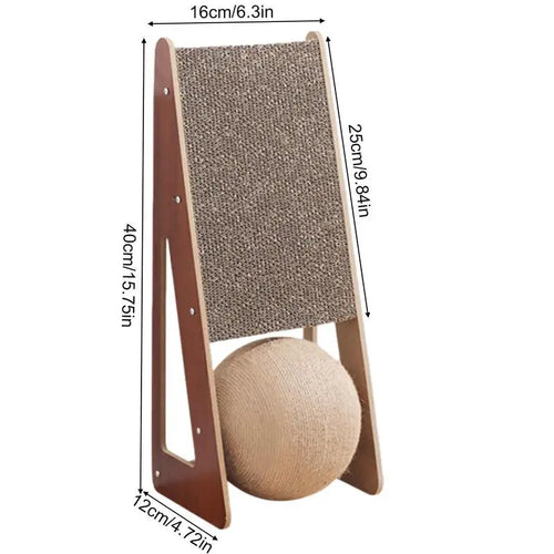 Natural Sisal Cat Scratcher Toy with Ball - 15.75 Durable Board