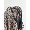 Benuynffy Leopard Print Scoop Neck Sequins T Shirt Women Spring Summer Fashion Long Sleeve Sexy Backless Lace Party Tops Tee