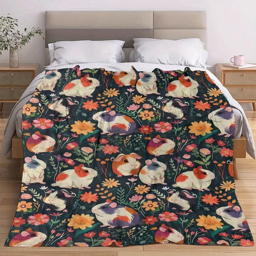 Ultra-Soft Guinea Pig Print Flannel Throw Blanket - Plush, Lightweight, Warm for Couch, Bedroom, Travel | All-Season Comfort, An