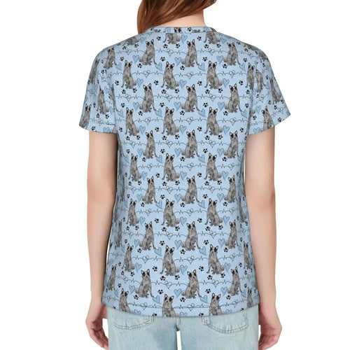 LOVE Blue Heeler Australian Cattle Dog T-Shirt Women Short Sleeve T Shirts O-Neck Clothes Cotton Summer Tees Streetwear