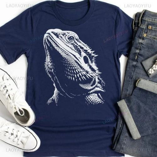 Bearded Dragon Shadow Graphic Printed Lizard Lover T Shirt Reptile Exotic Pet Gift T-Shirt Casual Fashion Harajuku Man Tshirt