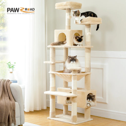 PAWZ Road Large Cat Tree Tower - 72 Multi-Level with Condo Grey